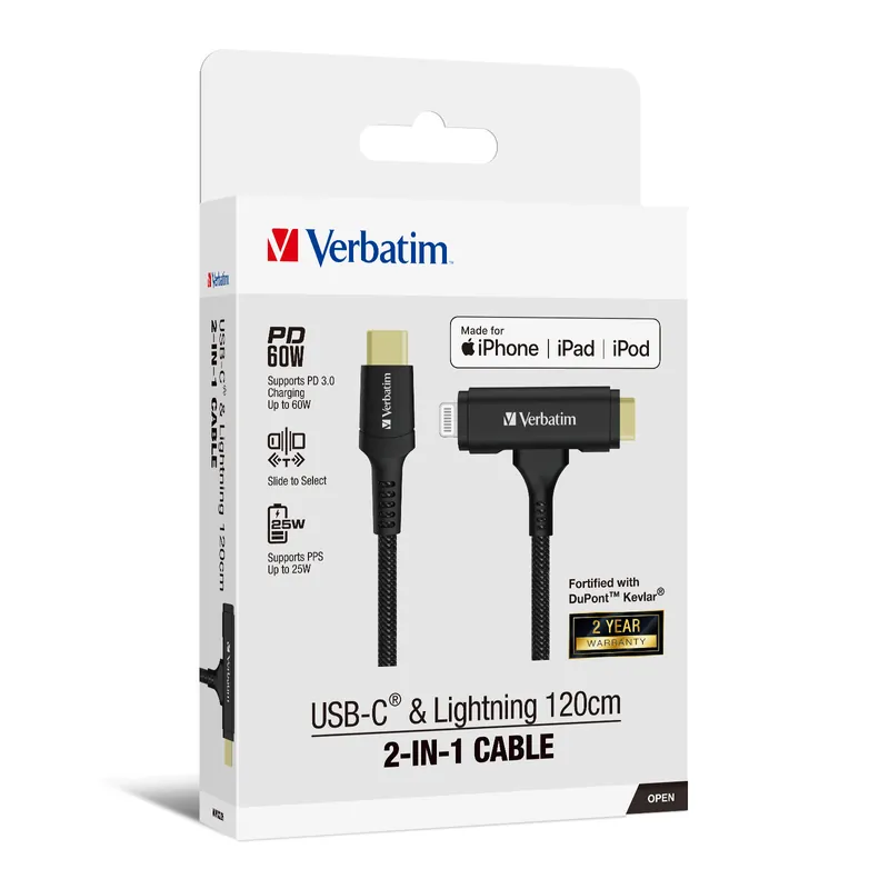 USB-C & Lightning 2合1充電傳輸線 (120cm)