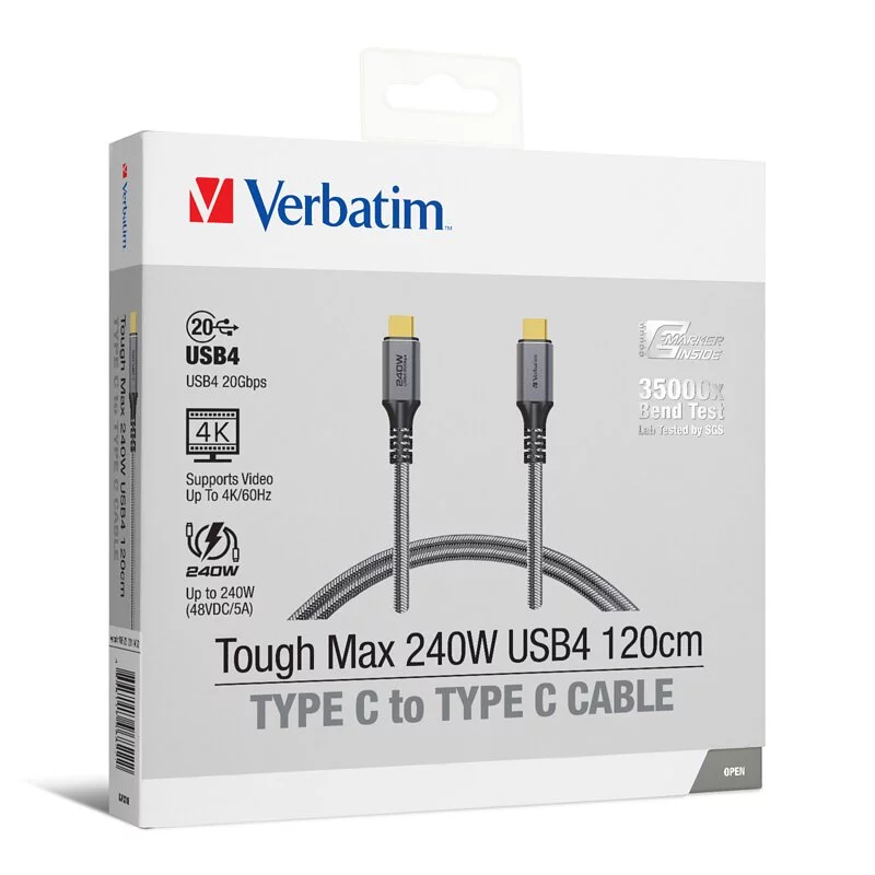 Tough Max 240W USB4 Type C 至 Type C 充電傳輸線