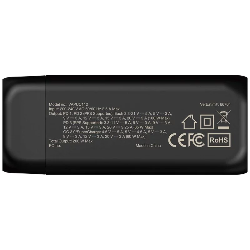 4 Port 200W PD 3.0 & QC 3.0 GaN充電器 (附AC電源線)