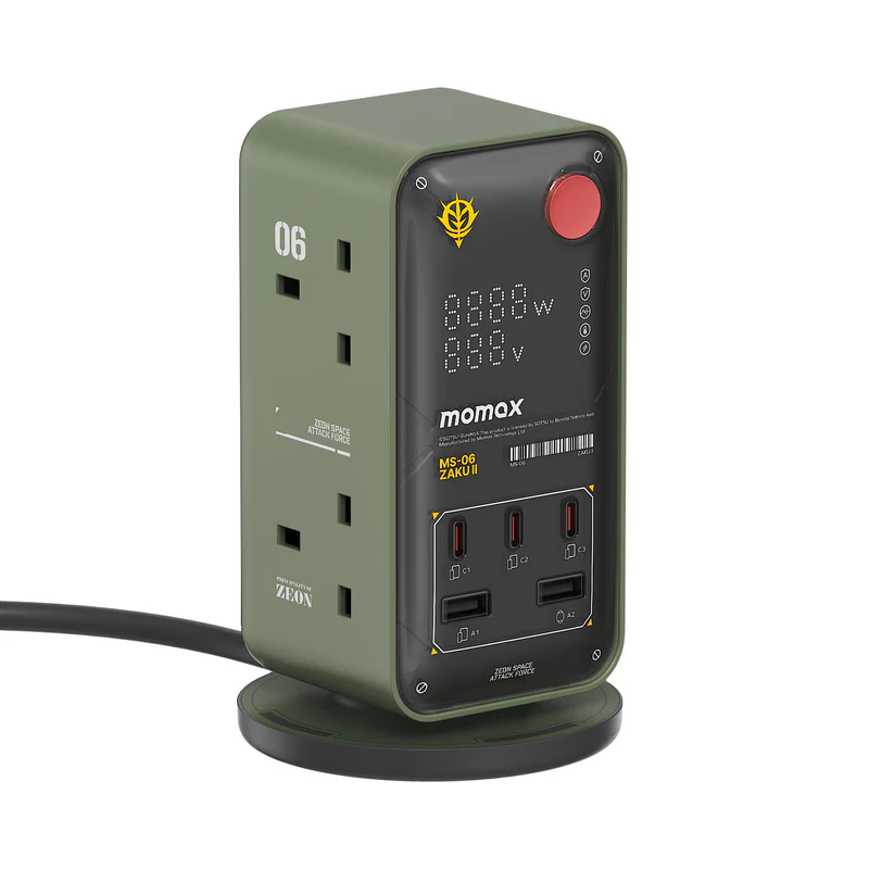 1-Charge Work-Flow 6 插座數位顯示電源盒 (附 USB)