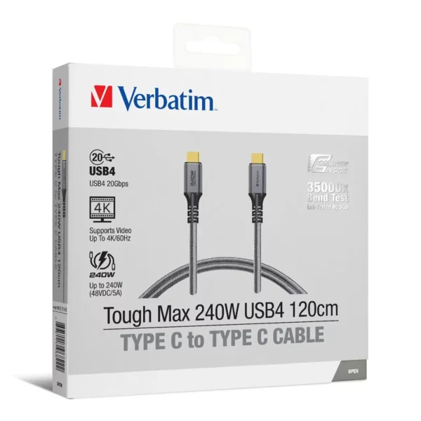 Tough Max 240W USB4 Type C 至 Type C 充電傳輸線