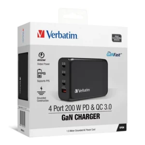 4 Port 200W PD 3.0 & QC 3.0 GaN充電器 (附AC電源線)